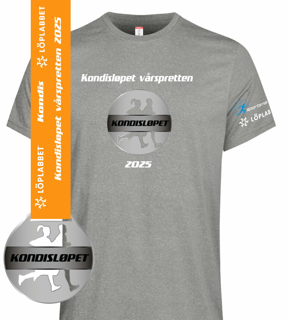 Medalje med hull:Løperne på medaljen er skåret ut for å gi mer dybde. (Illustrasjon: Profilsport ) Medaljer og T-skjorter til Kondisløpene 2025