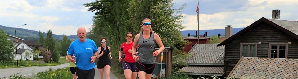 3 km sommer 2021 F.v: Sigbjørn Lerstad, Marit Freitag, Ida Tveiten og Vibeke Marstenstangen (foran) trenerseminar for trenerne på Kondistreninga på Lillehammer i 2021